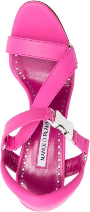 Manolo Blahnik Leren sandalen Roze