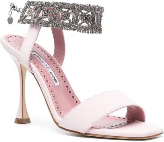 Manolo Blahnik Lierasan suède sandalen Roze