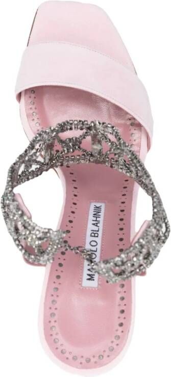 Manolo Blahnik Lierasan suède sandalen Roze