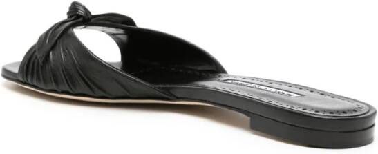 Manolo Blahnik Lollo leren slippers Zwart