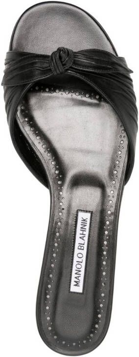 Manolo Blahnik Lollo leren slippers Zwart
