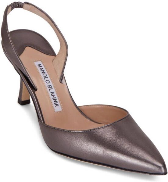 Manolo Blahnik Metallic slingback pumps Grijs