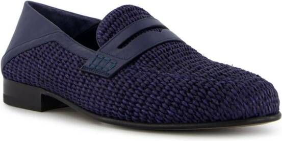 Manolo Blahnik Padstow loafers van raffia Blauw