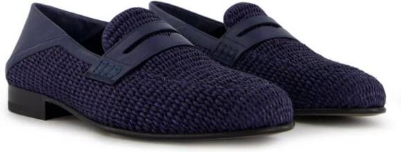 Manolo Blahnik Padstow loafers van raffia Blauw