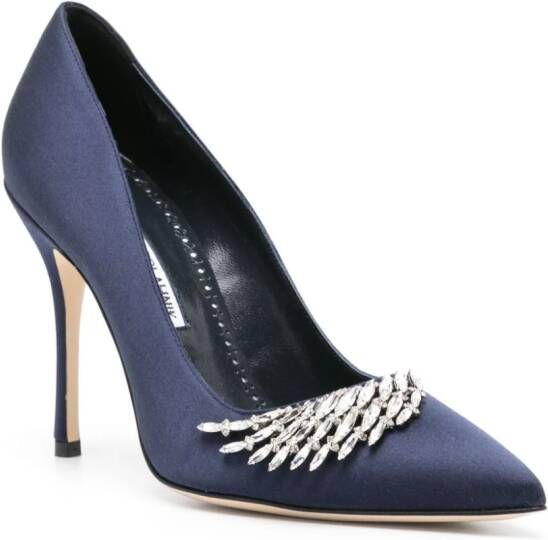 Manolo Blahnik Pluma pumps verfraaid met kristallen Blauw