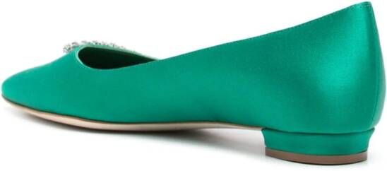 Manolo Blahnik Pluma zijden ballerina's Groen