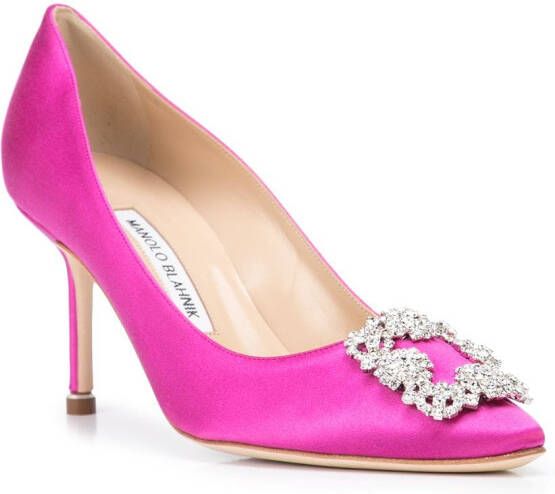 Manolo Blahnik Pumps verfraaid met kristallen Roze