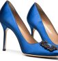 Manolo Blahnik royal blue Hangisi 105 satin pumps Blauw - Thumbnail 2