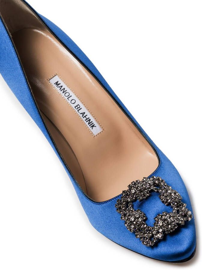 Manolo Blahnik royal blue Hangisi 105 satin pumps Blauw