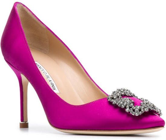 Manolo Blahnik Satijnen pumps Roze