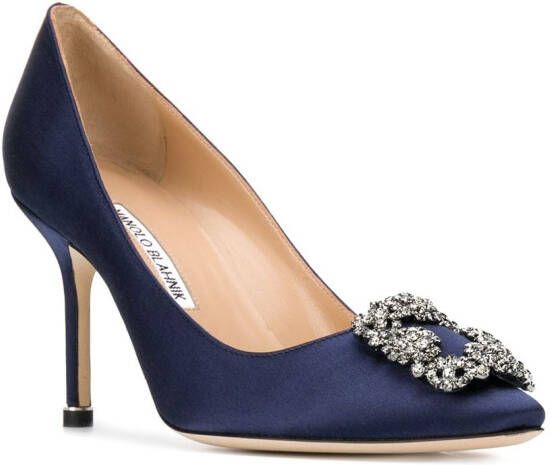 Manolo Blahnik 90 mm Hangisi pumps Blauw