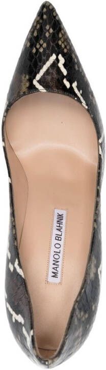 Manolo Blahnik Stiletto pumps met slangenhuid-effect Bruin