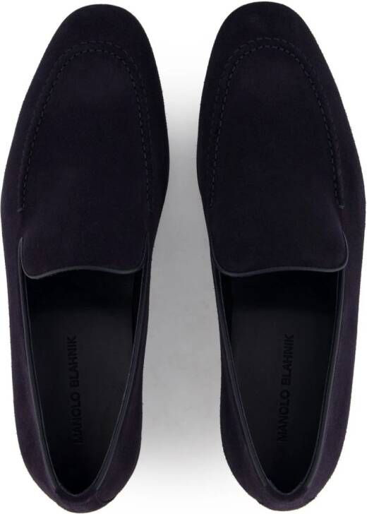 Manolo Blahnik Truro suède loafers Blauw