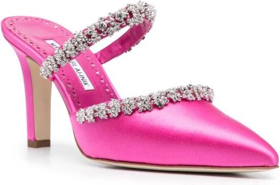 Manolo Blahnik Vedadamu 80mm crystal-embellished mules Roze