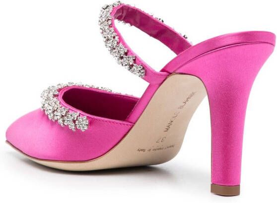 Manolo Blahnik Vedadamu 80mm crystal-embellished mules Roze