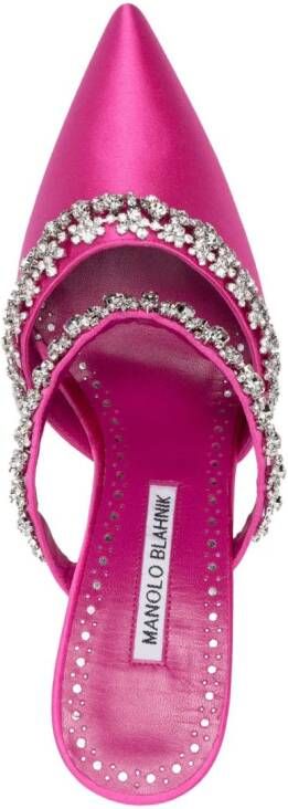 Manolo Blahnik Vedadamu 80mm crystal-embellished mules Roze