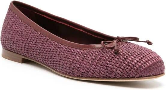 Manolo Blahnik Veralli ballerina's van raffia Rood