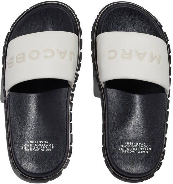 Marc Jacobs The Leather Slide slippers met logo-reliëf Wit