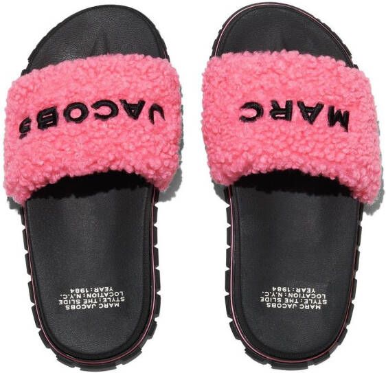 Marc Jacobs The Slide slippers met logo-reliëf Roze