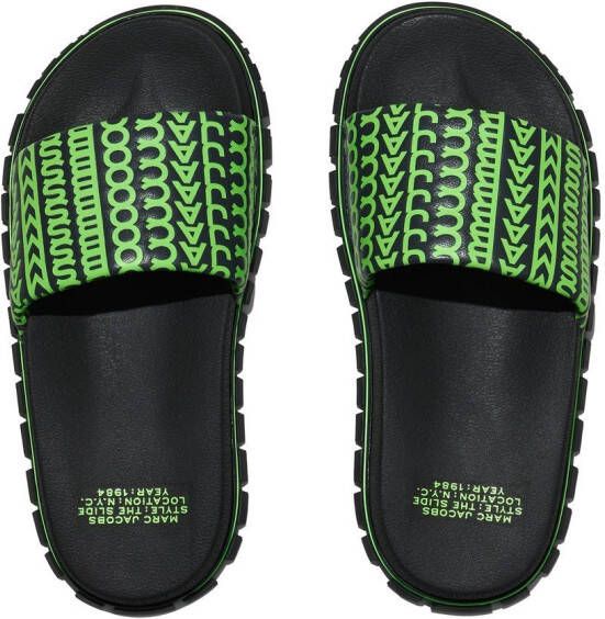 Marc Jacobs The Slide slippers met logo-reliëf Groen