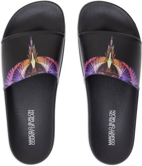 Marcelo Burlon County of Milan Icon Wings slippers Zwart