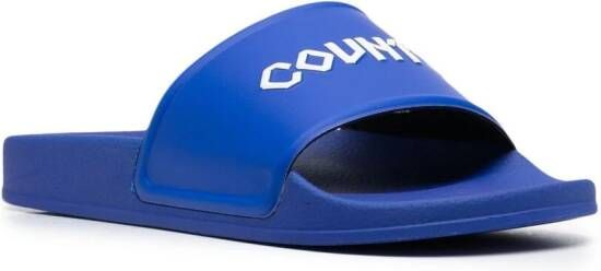 Marcelo Burlon County of Milan Slippers met logoprint Blauw