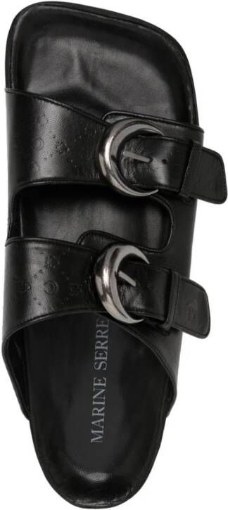 Marine Serre Leren sandalen Zwart