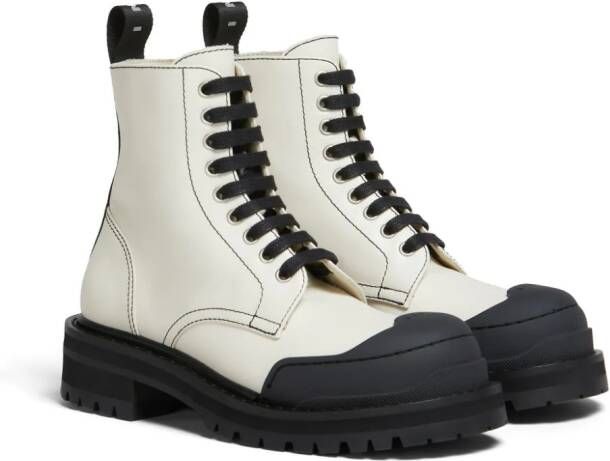 Marni Dada Army leren combat boots Wit