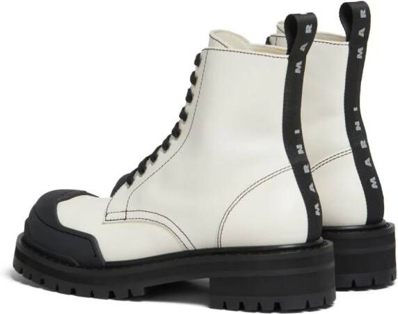 Marni Dada Army leren combat boots Wit