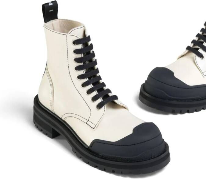 Marni Dada Army leren combat boots Wit