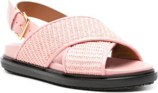 Marni Fussbet raffia sandalen met leren afwerking Roze