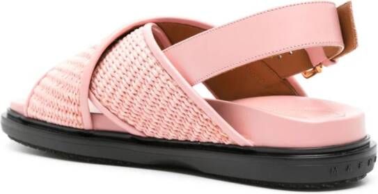 Marni Fussbet raffia sandalen met leren afwerking Roze