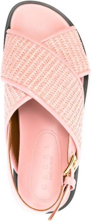 Marni Fussbet raffia sandalen met leren afwerking Roze