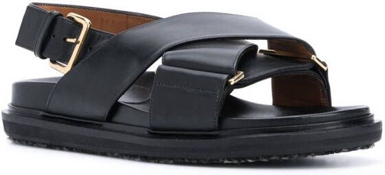 Marni Fussbet sandalen met gekruiste bandjes Zwart