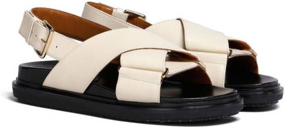 Marni Fussbet leren sandalen Beige