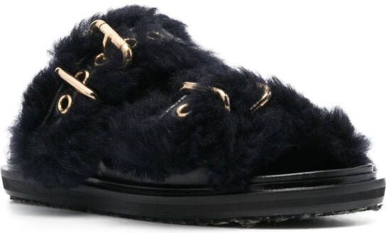 Marni Fussbett lammy slippers Zwart