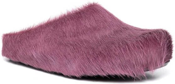 Marni Fussbett Sabot slippers met kalfshaar Paars