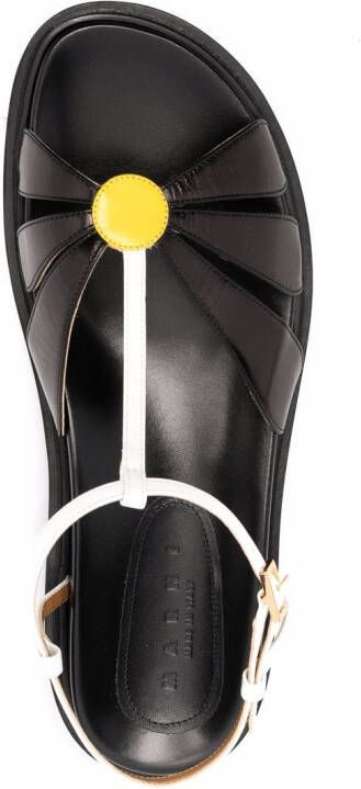 Marni Fussbett sandalen met bloemapplicatie Zwart