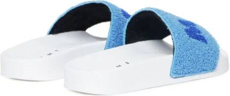 Marni Kids Badstof slippers met logo Blauw