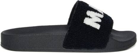 Marni Kids Badstof slippers met logo Zwart