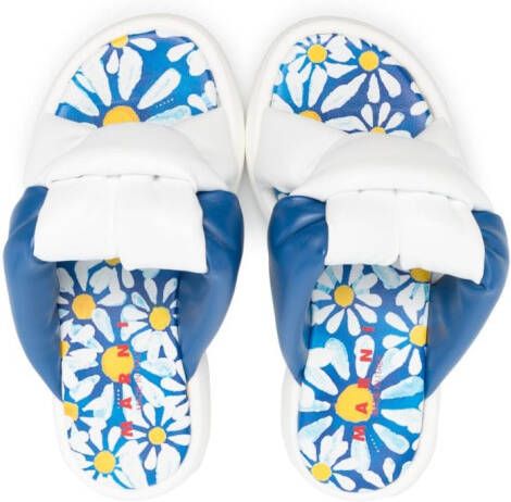 Marni Kids Slippers met bloemenprint Wit