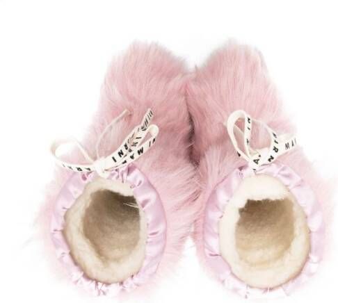 Marni Kids Knielaarzen met imitatiebont Roze