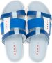 Marni Kids Leren slippers met logoprint Blauw - Thumbnail 3