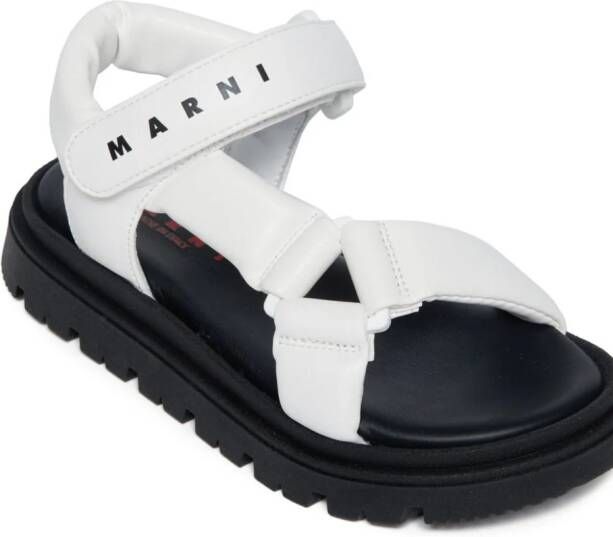 Marni Kids Leren sandalen met logoband Wit