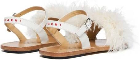 Marni Kids Marabou leren sandalen met kristallen Wit