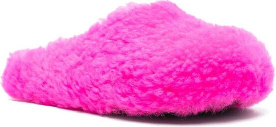 Marni Fussbett Sabot slippers met kalfshaar Roze