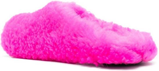 Marni Fussbett Sabot slippers met kalfshaar Roze