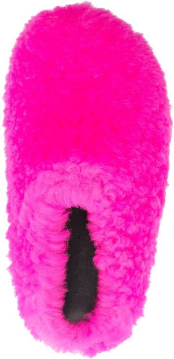 Marni Fussbett Sabot slippers met kalfshaar Roze