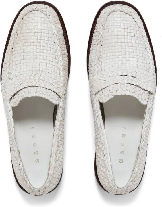 Marni Leren loafers Wit