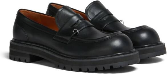 Marni Leren loafers Zwart